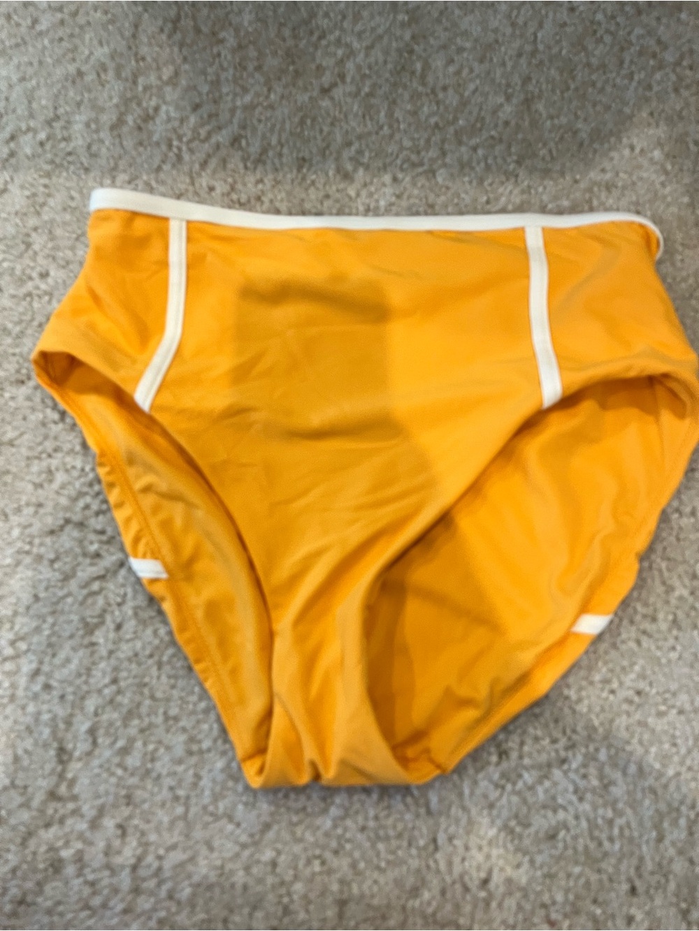 CALIA High-Waist Yellow Bikini Bottom with White Trim NWOT